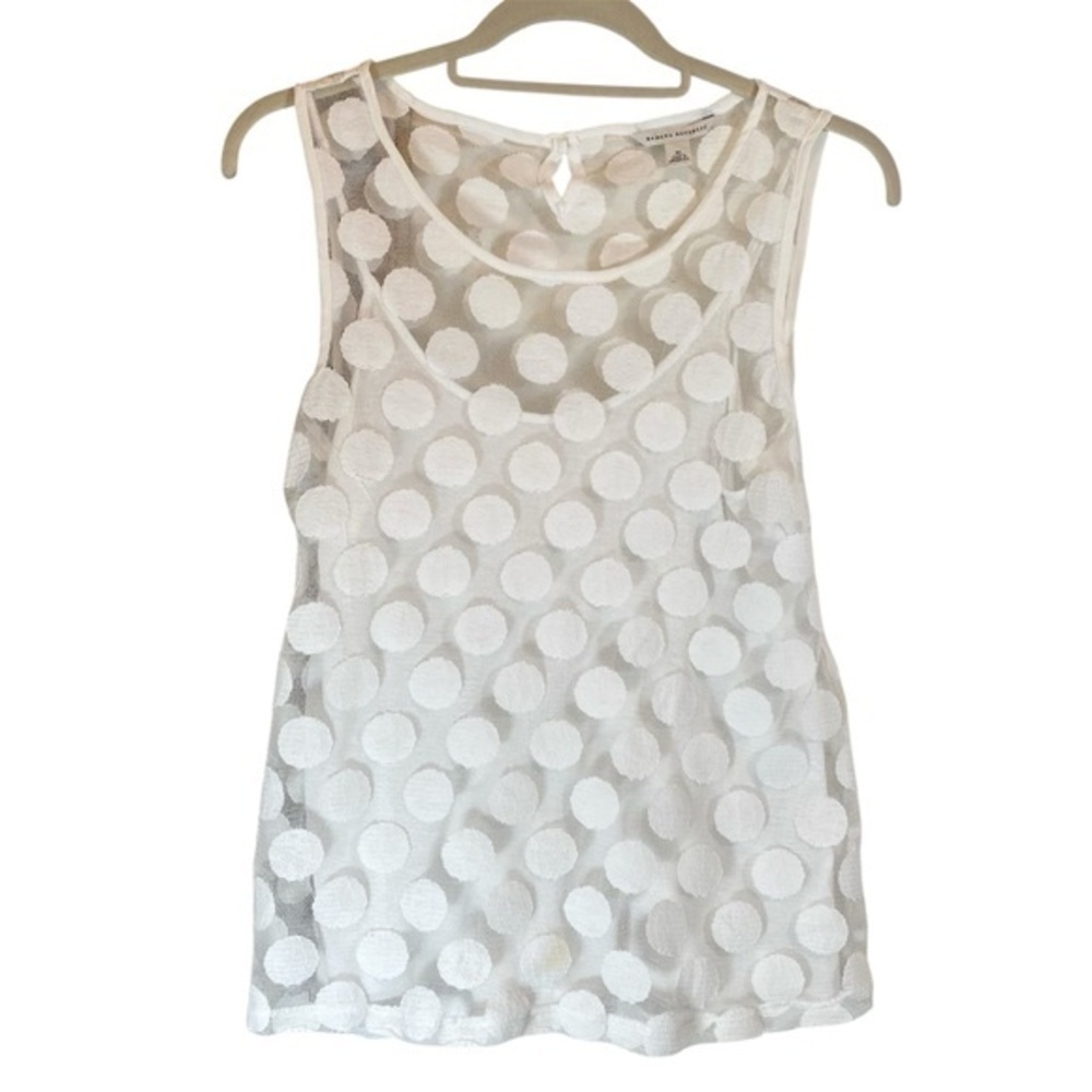 BANANA REPUBLIC Sheer Polka Dot Layered Sleeveless Top White M